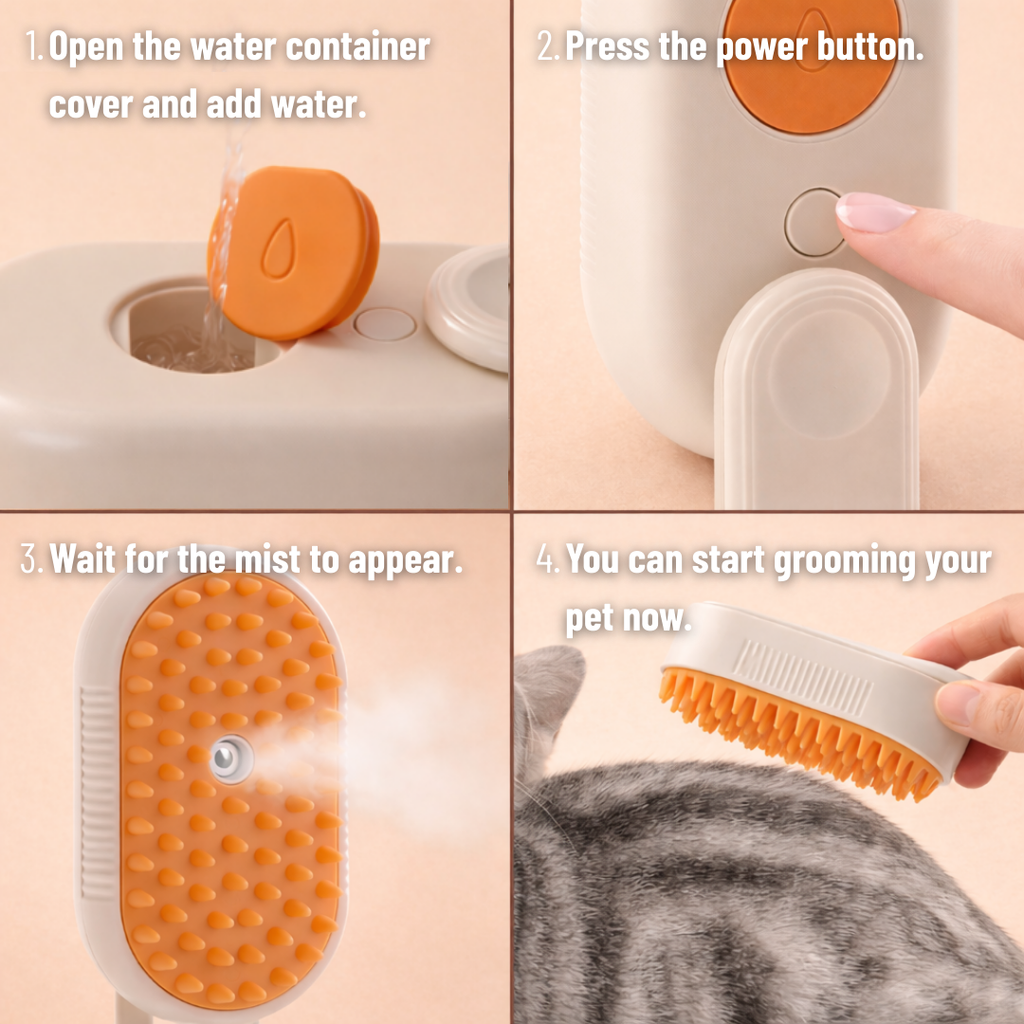 PET STEAM MIST BRUSH Foldable Massage Brush