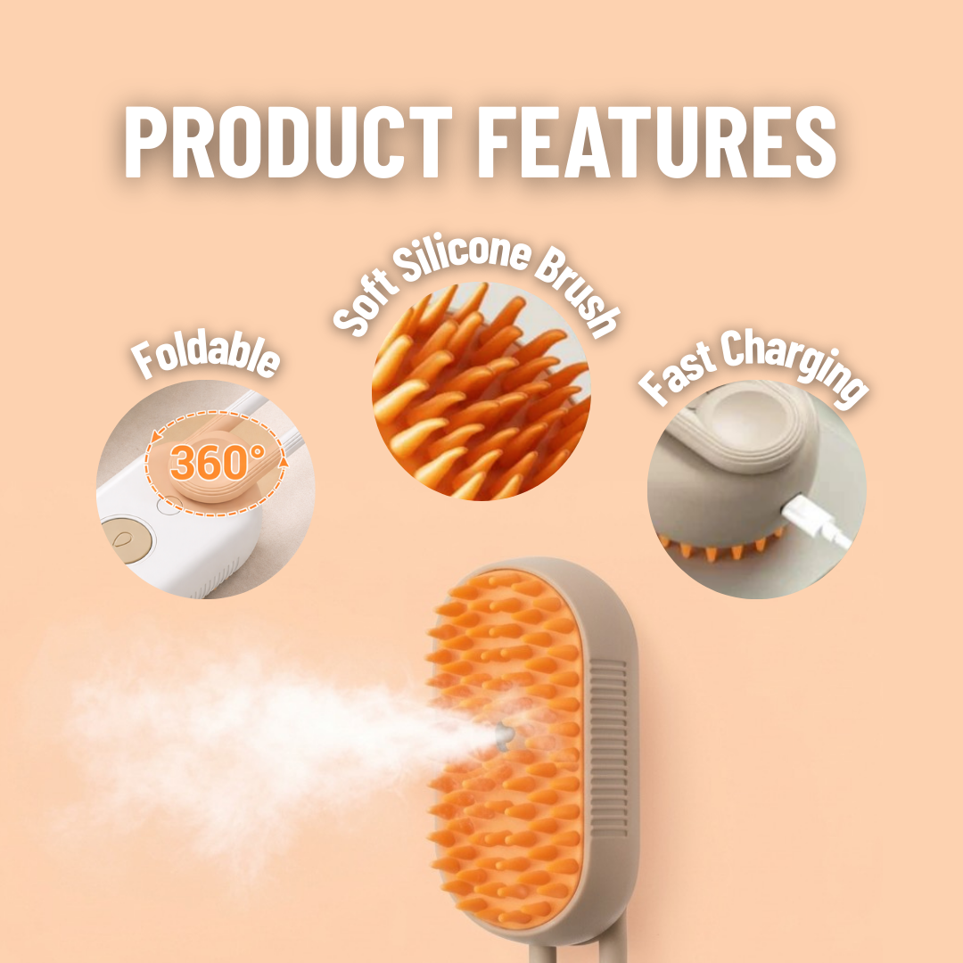 PET STEAM MIST BRUSH Foldable Massage Brush